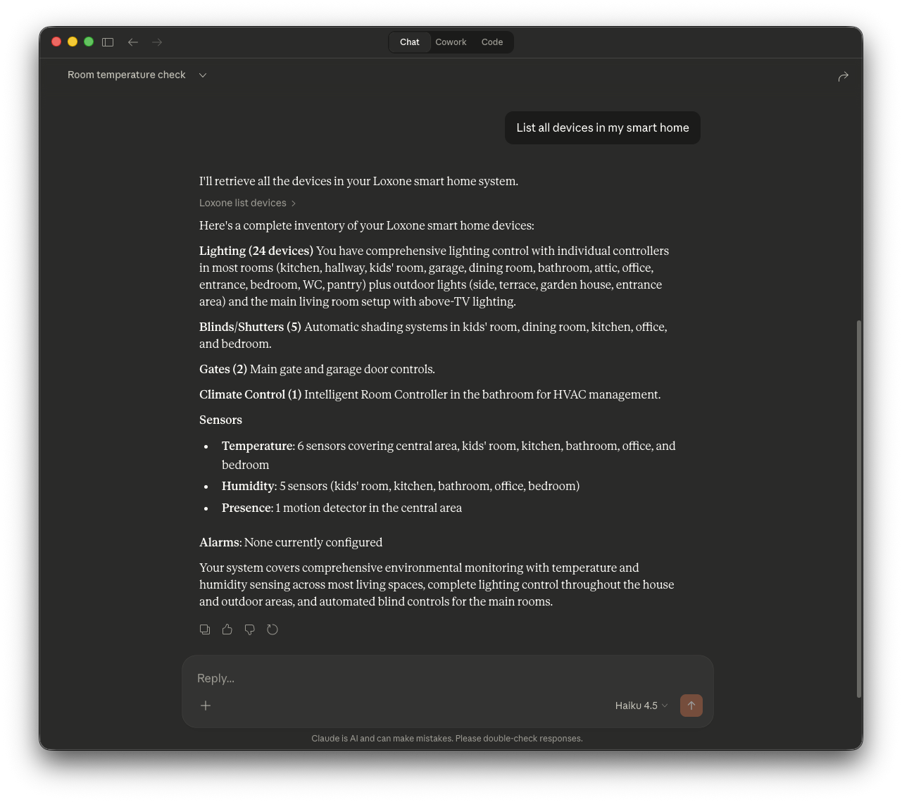Zoznam všetkých zariadení v smart home